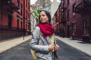 Attractive girl on the street in New York